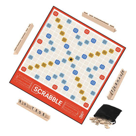 Hasbro Scrabble premium score squares highlight scoring opportunities.