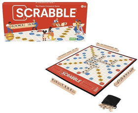 Hasbro Scrabble textured gameboard keeps tiles aligned during play.