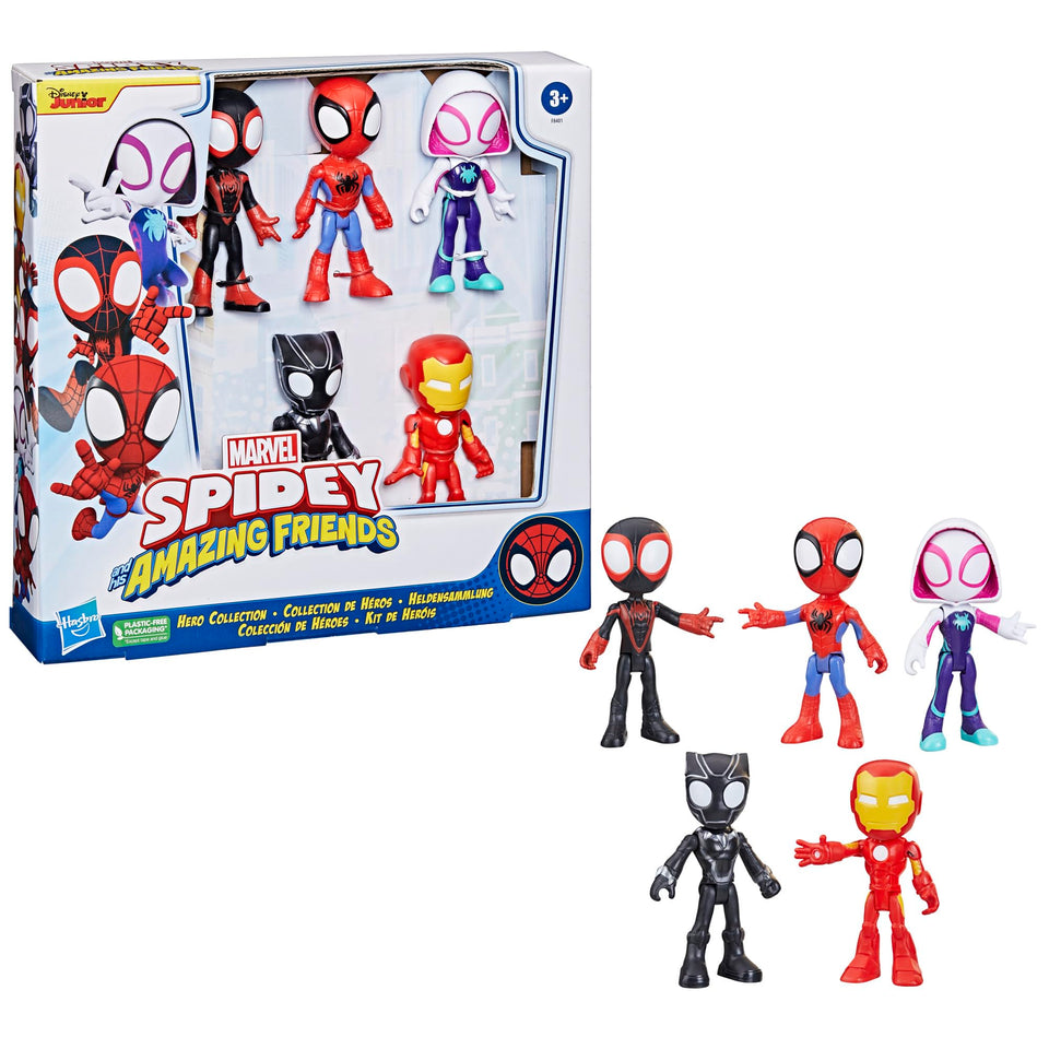 Hasbro Spidey Hero Collection playset front view with colorful figures for imaginative play