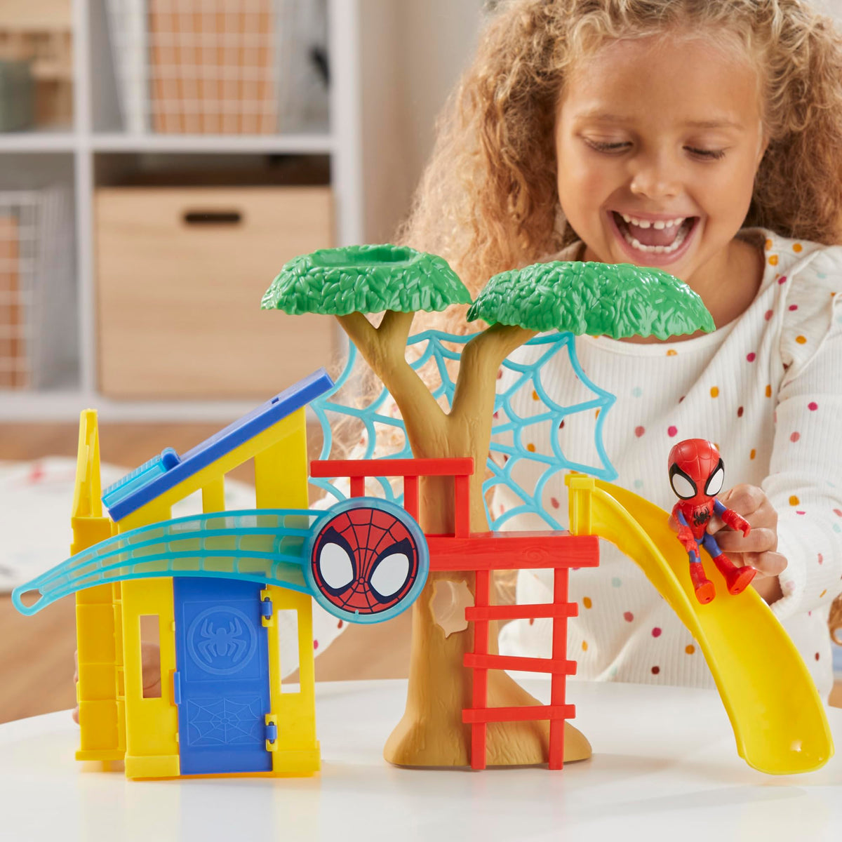 Hasbro Spidey Playground Playset flip down solar panel adds interactive flair.