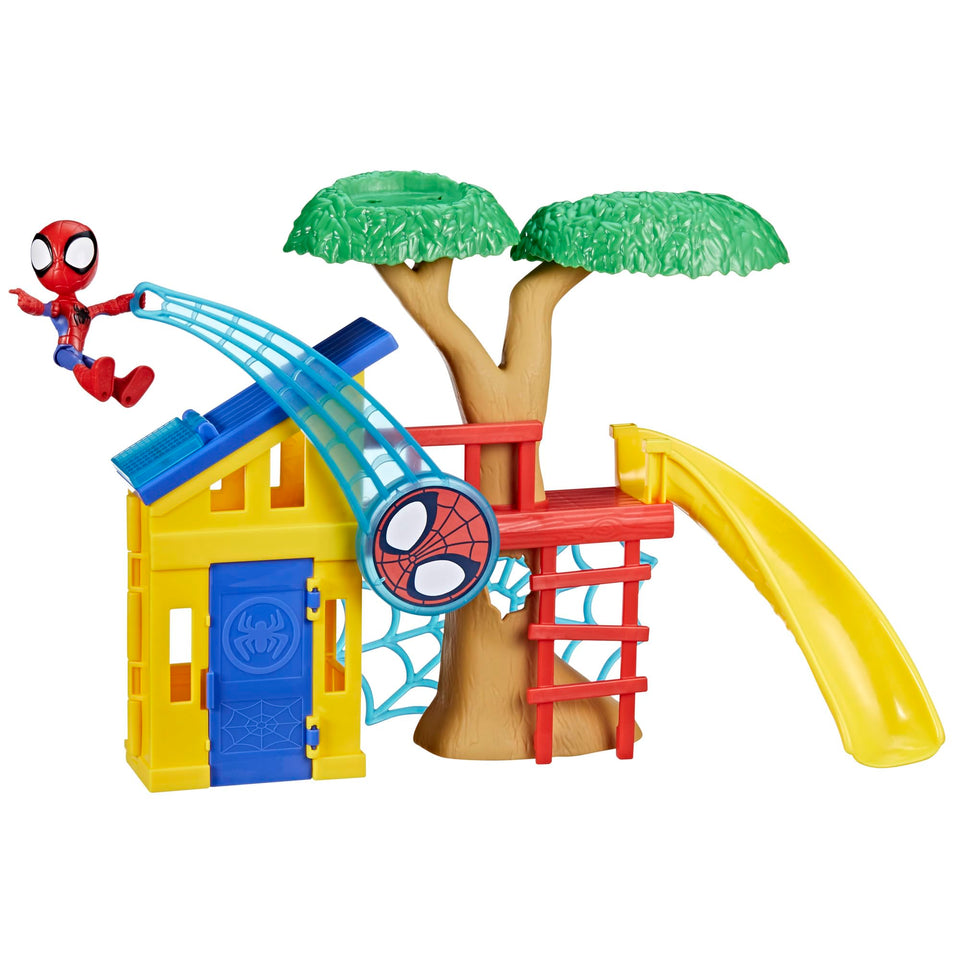 Hasbro Spidey Playground Playset front view showcases a compact, imaginative hero play area.