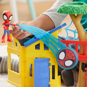 Hasbro Spidey Playground Playset slide and flip enhance tactile play and movement.