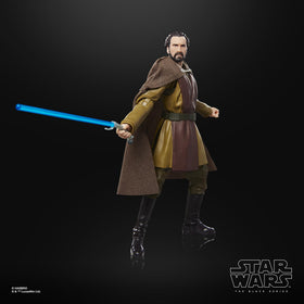 Hasbro Star Wars Dooku blue lightsaber with swinging effect for action.