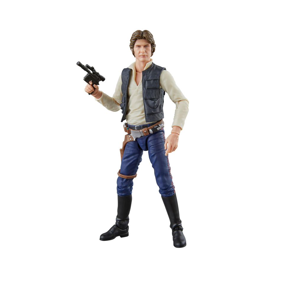 Hasbro The Black Series Han Solo front view for authentic shelf display.