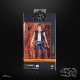 Hasbro The Black Series Han Solo 6-inch figure with poseable articulation for dynamic poses.
