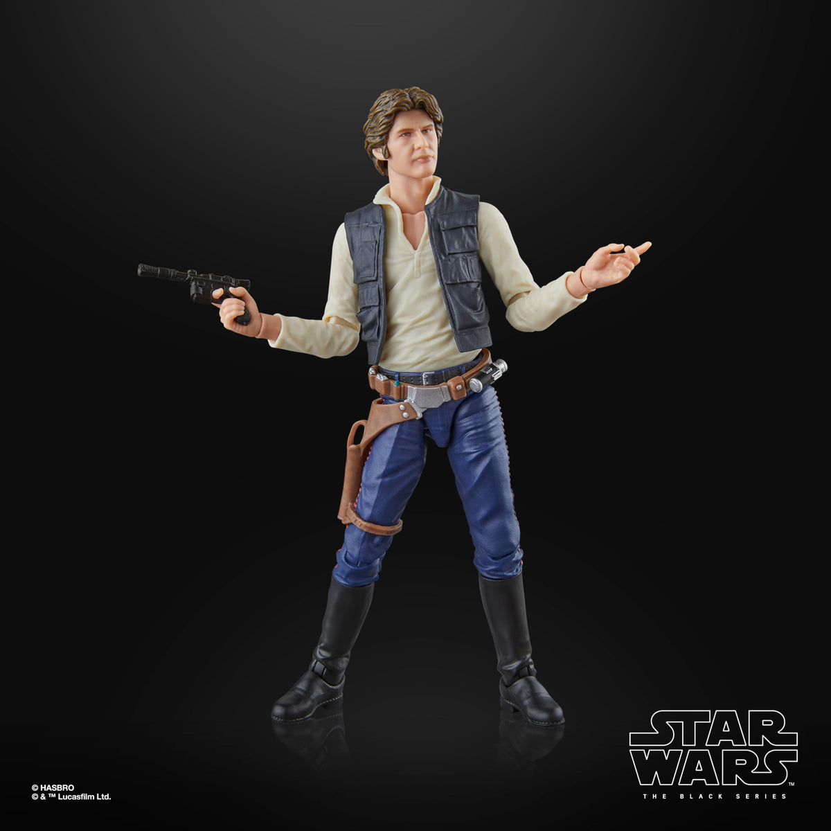 Hasbro The Black Series Han Solo window packaging showcasing collectible art.