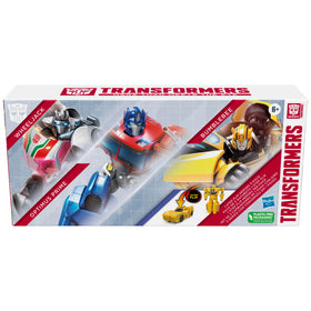 Hasbro Transformers 1-Step Flip Heroes 3-pack gift set on display