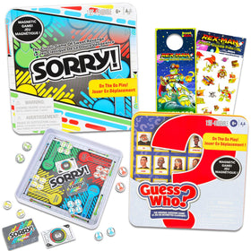 Hasbro Magnetic Travel Set showing Sorry tin for compact on the go play