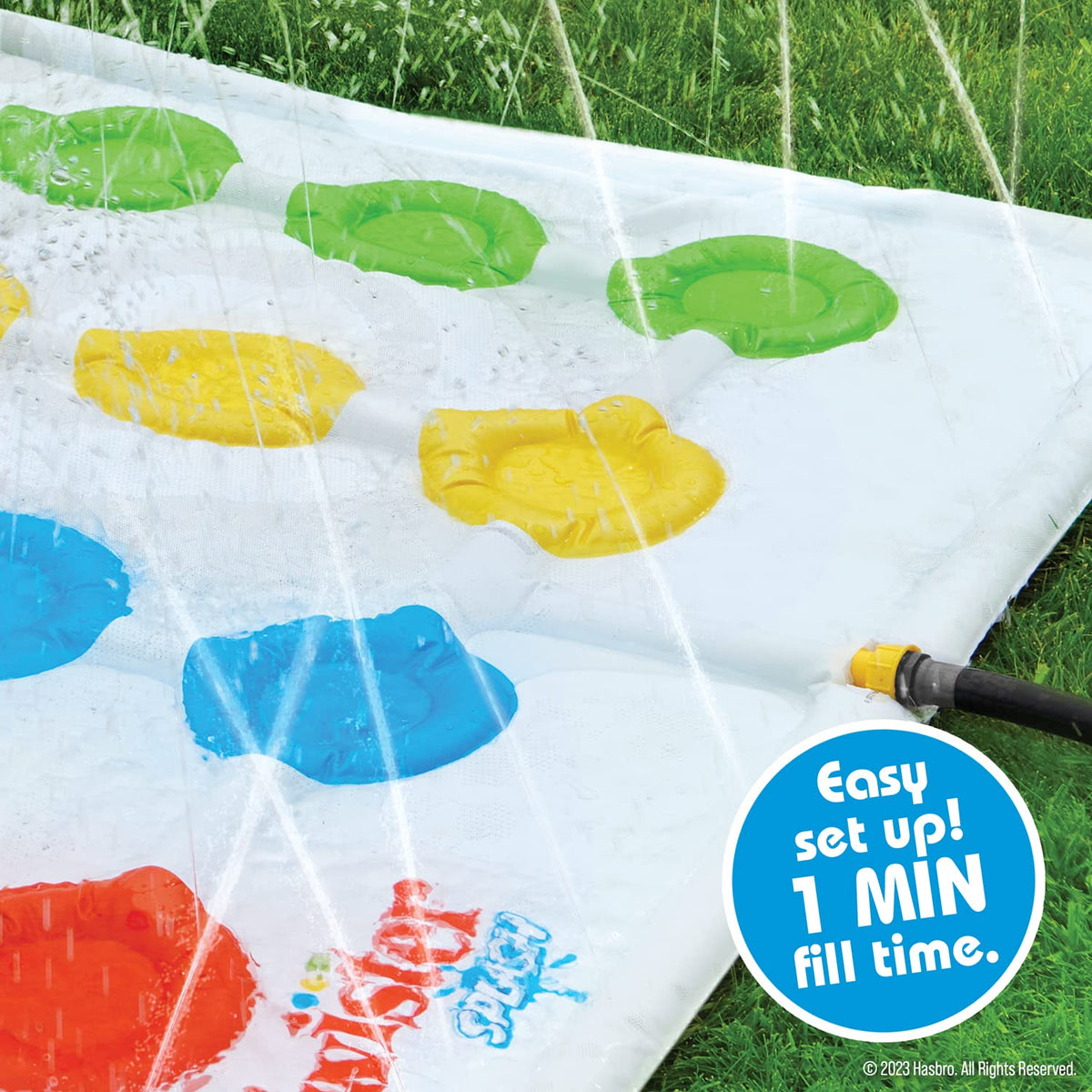 Hasbro Twister Splash family playing outdoors for summer entertainment