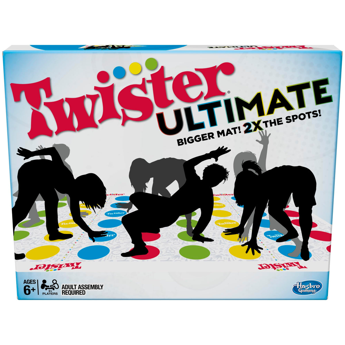 Hasbro Twister Ultimate bigger mat for spacious, comfortable gameplay.
