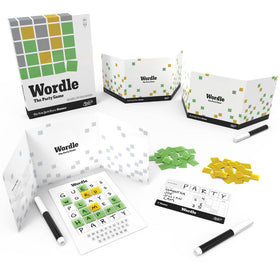 Hasbro Wordle Party Game players gathered around for a social word challenge.