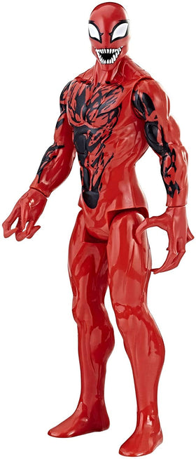 HasbroSeries Carnage 12-inch figure, articulation shoulders, for poseable battle scenes.