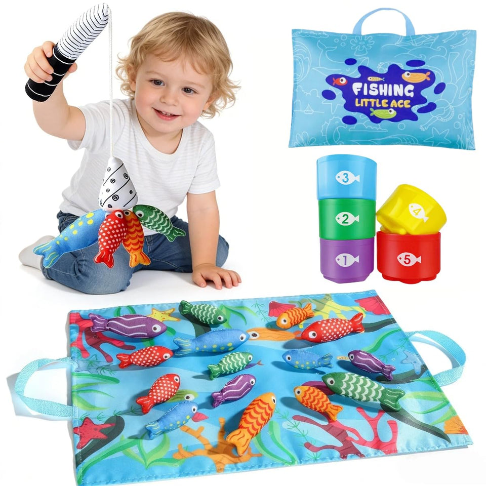 Hasviey Montessori fishing game with colorful fish promotes early color recognition and counting