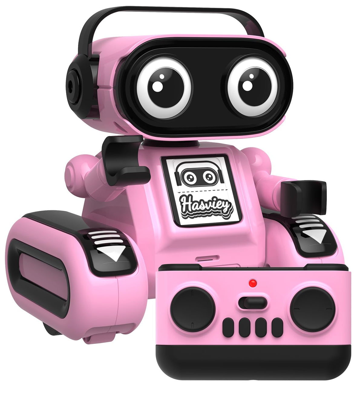 Hasviey pink upper robot with flexible head for expressive play.