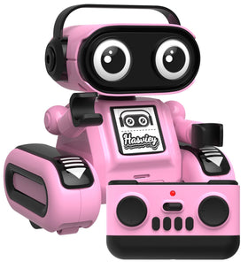 Hasviey pink upper robot with flexible head for expressive play.