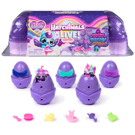 Hatchimals Alive Neon Rainbow Carton with neon eggs ready to hatch for colorful play
