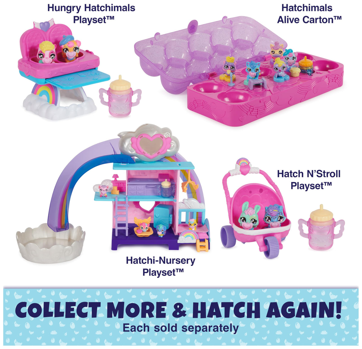 Hatchimals Alive pacifiers and bottle help nurture and hatch the characters.