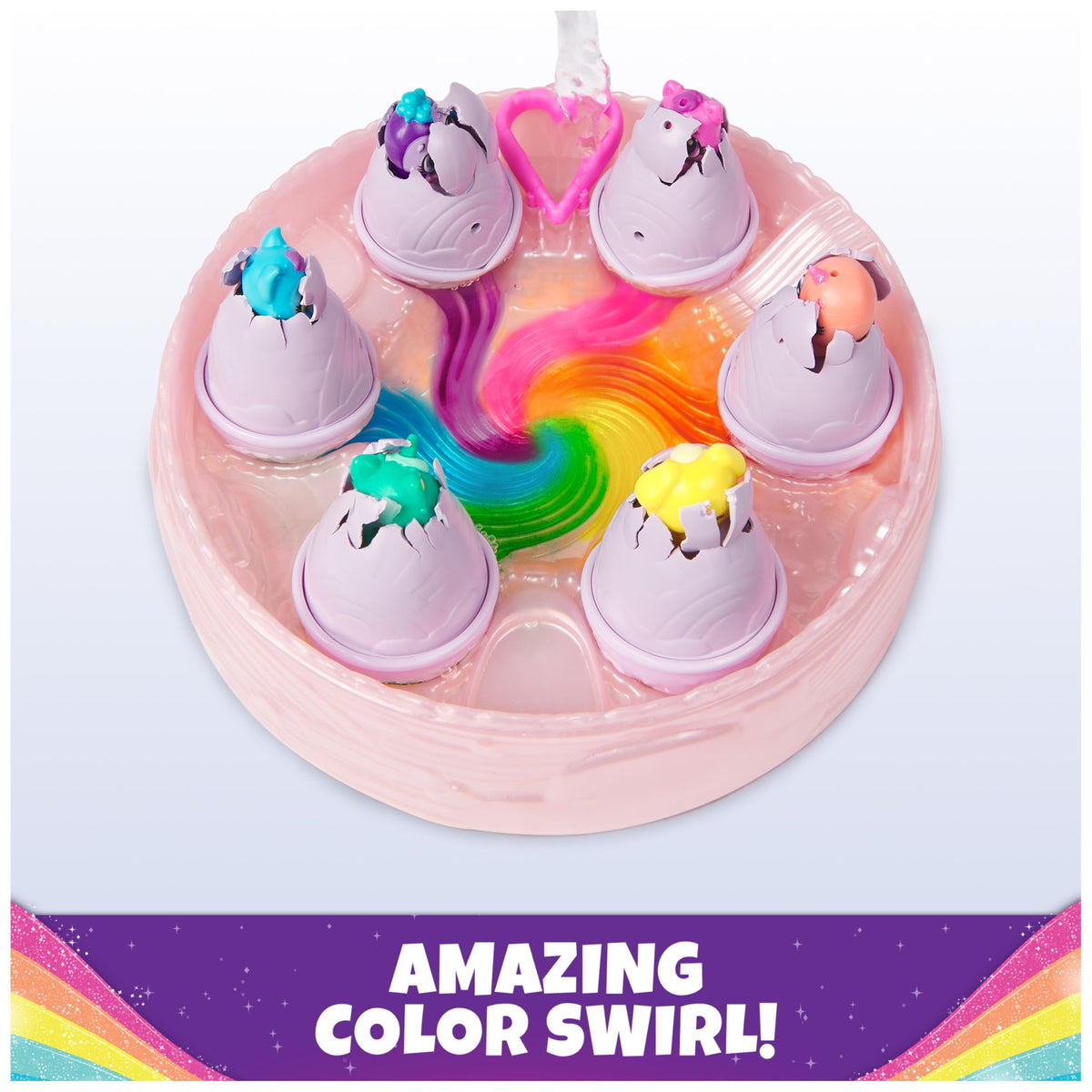 Hatchimals Alive Rainbow Hatchery twelve accessories support pretend care and play.