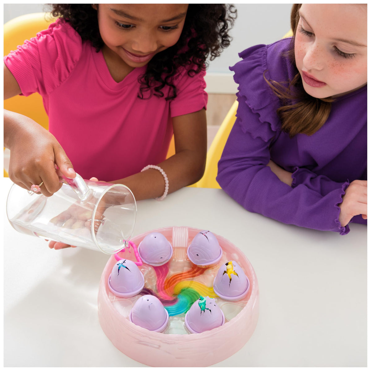 Hatchimals Alive Rainbow Hatchery wings attach to figures to enhance storytelling.
