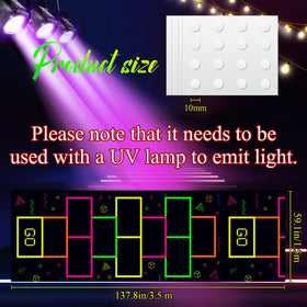 Haull neon color pattern shines brightly under blacklight for party visibility.