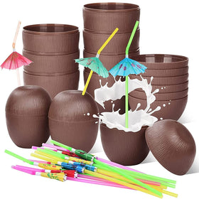 Haundry coconut cups with lids for spill-free tropical sipping.