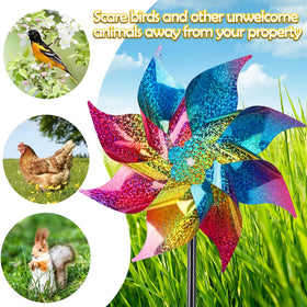 Hausse bird deterrent pinwheels protect plants while adding color
