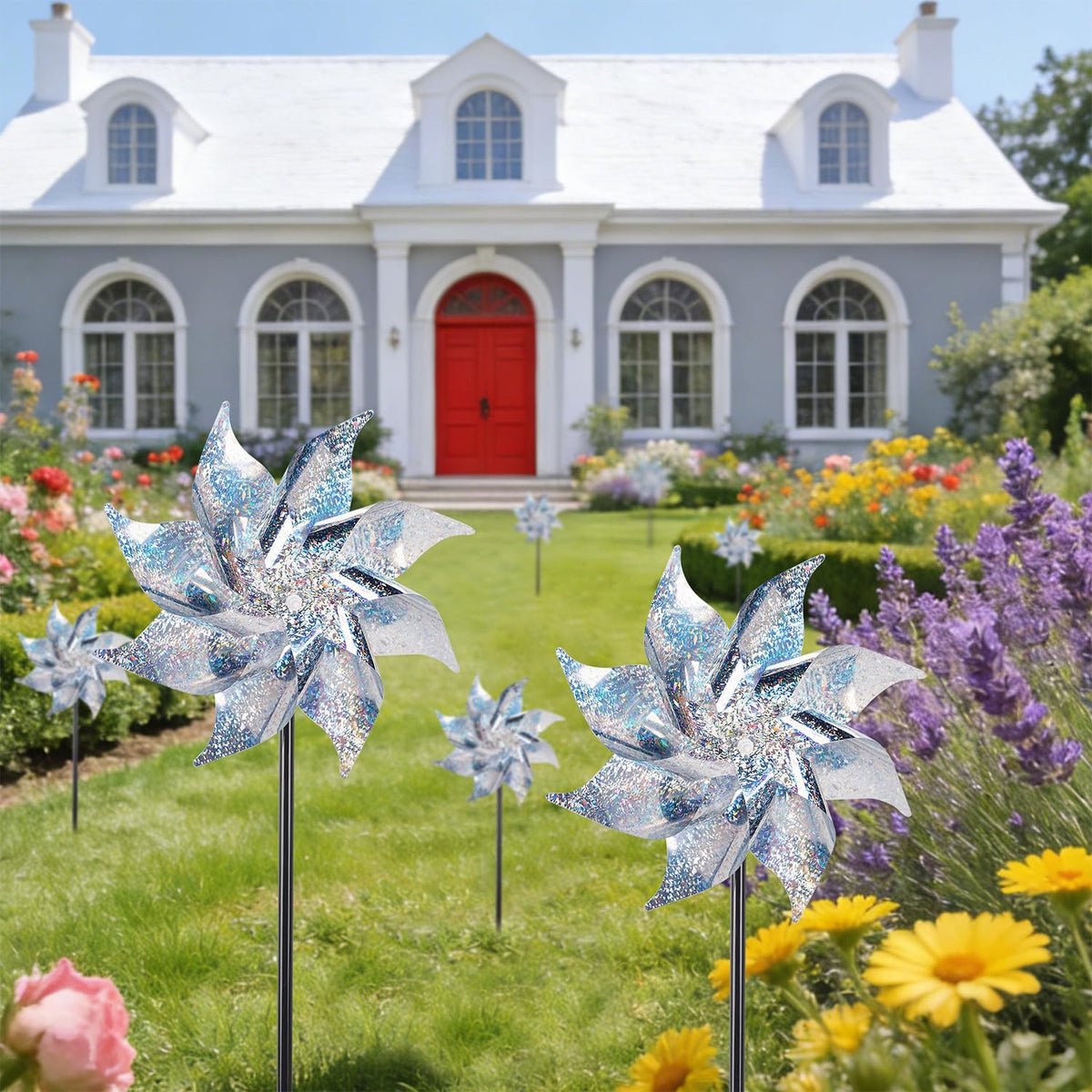 Pre-assembled Hausse pinwheels save time during outdoor decoration.