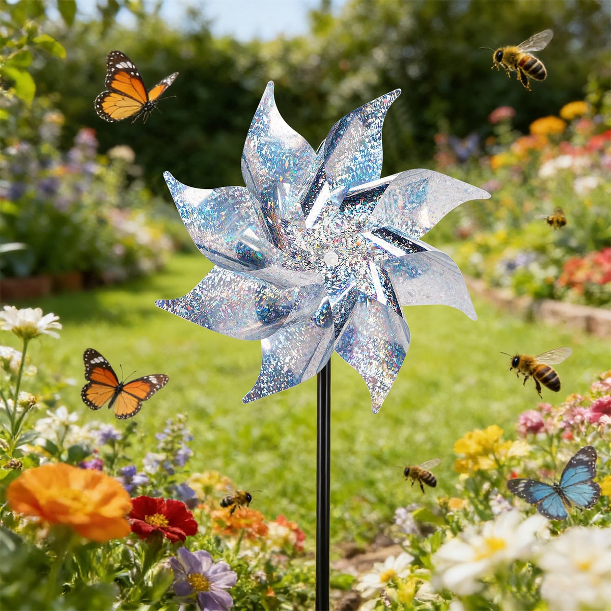Hausse bird deterrent pinwheels protect plants while remaining decorative.