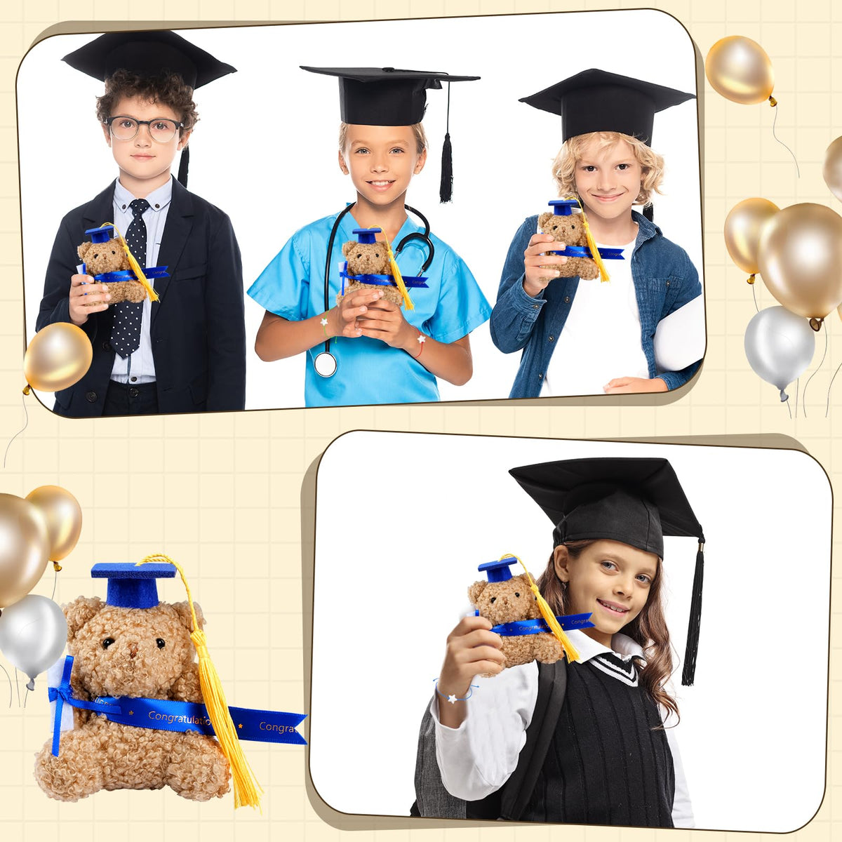 Hauwellter 4-inch bears and accessories create a versatile classroom keepsake.