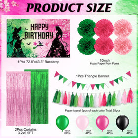 Hauwellter pink-green paper pom poms create whimsy for a magical birthday.