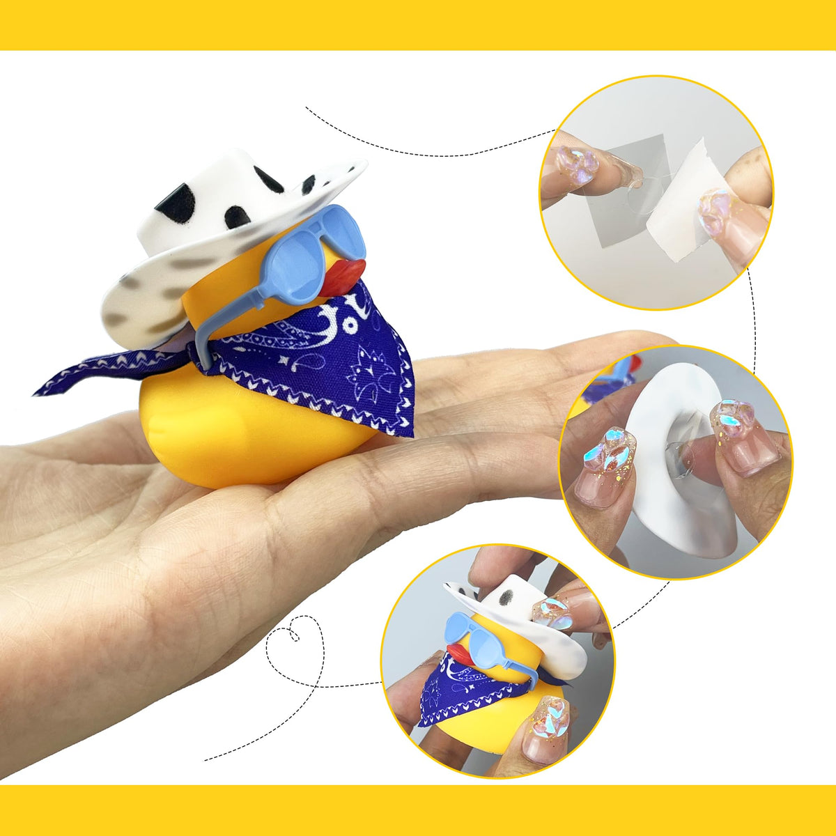 HAVAGDTM duck with mini cowboy hat adds cute cake toppers for desserts.