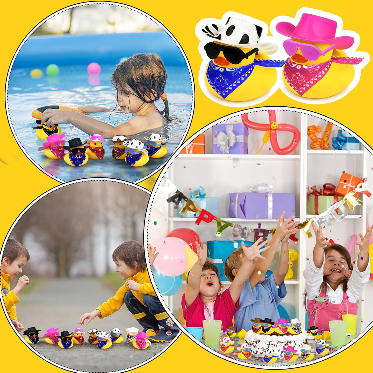 HAVAGDTM duck with mini scarf creates colorful table decorations for parties.