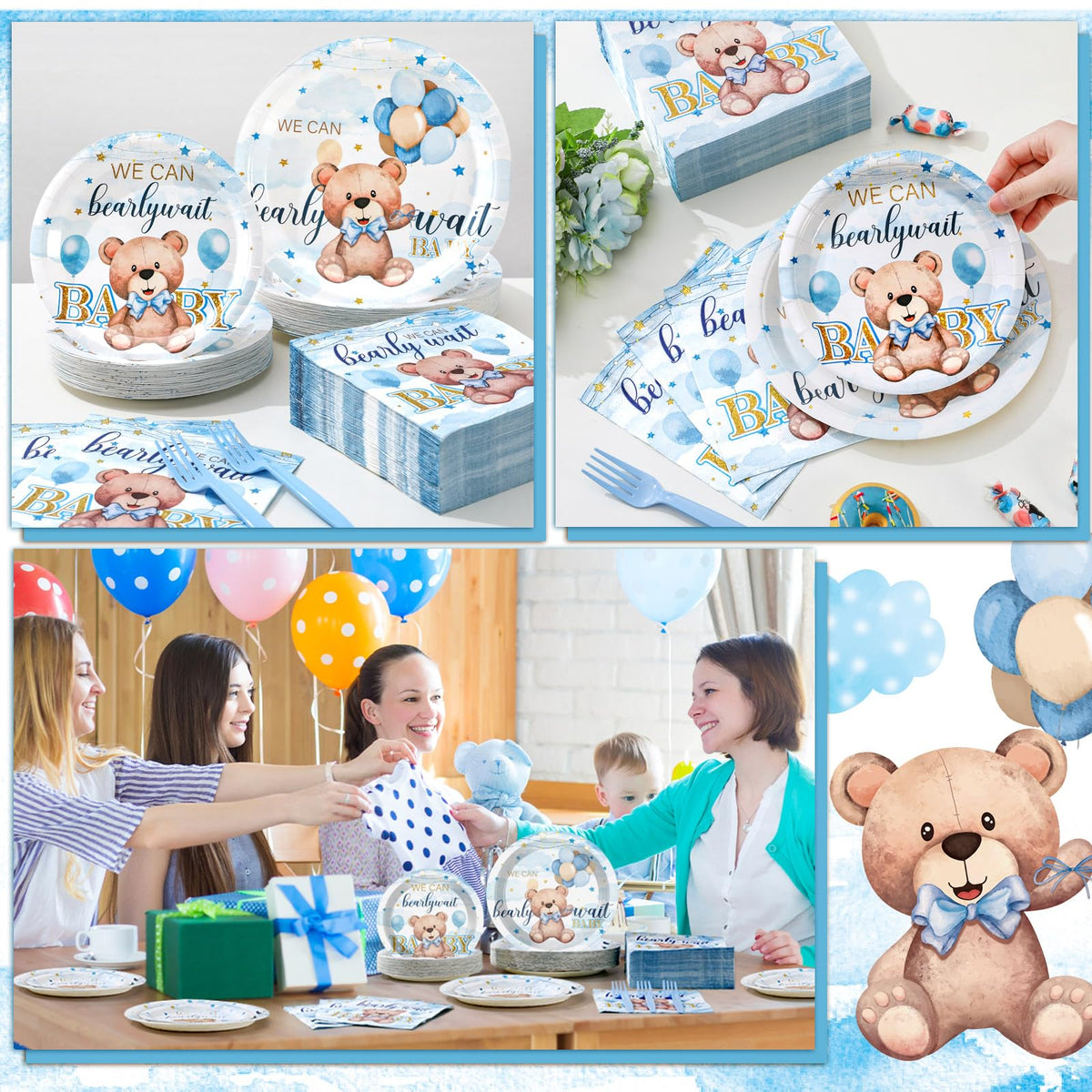 Havawish blue bear party set serves up to 50 guests.