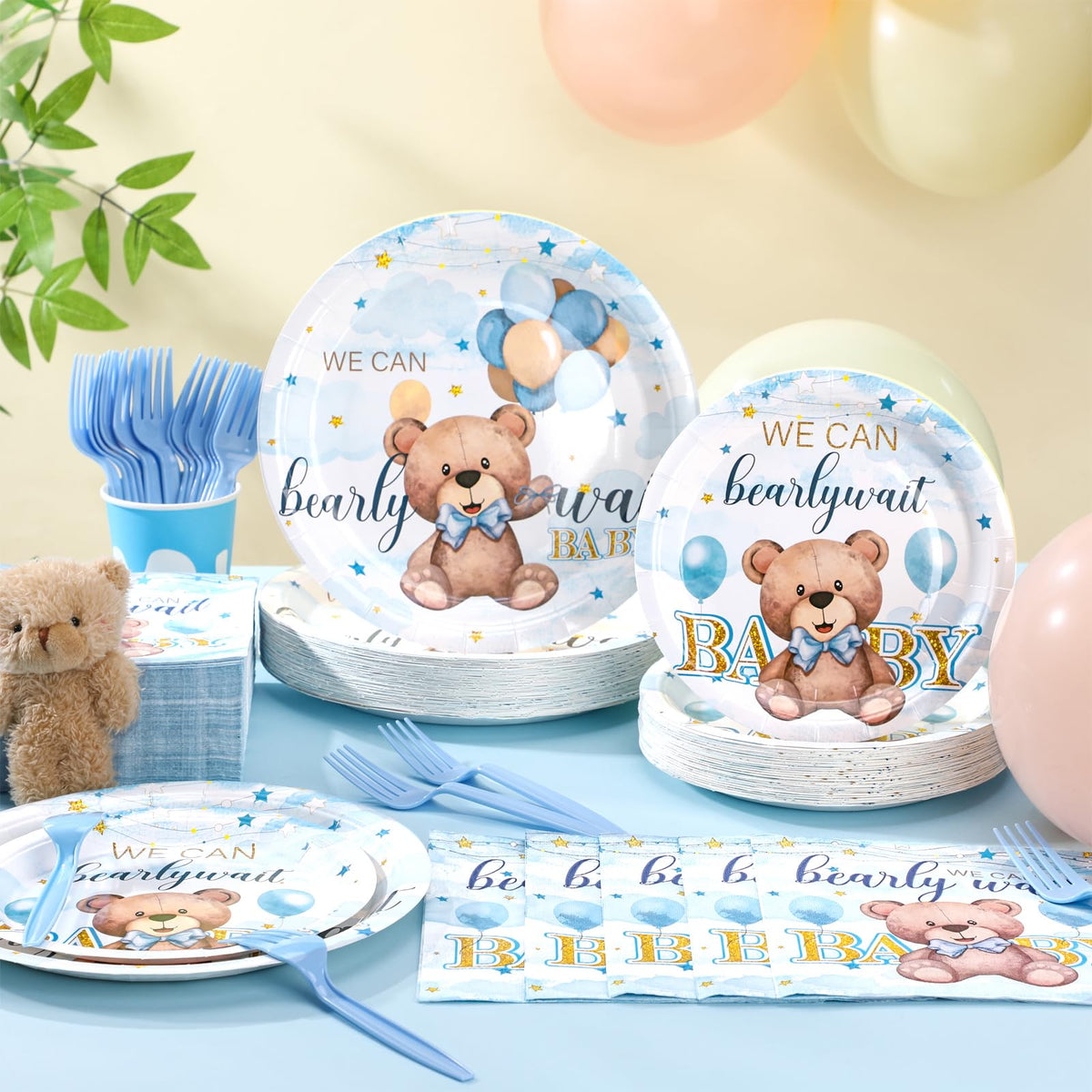 Havawish blue bear napkins provide absorbent, tidy handling for guests.