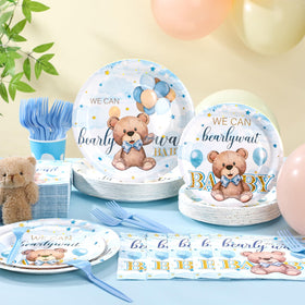Havawish blue bear napkins provide absorbent, tidy handling for guests.