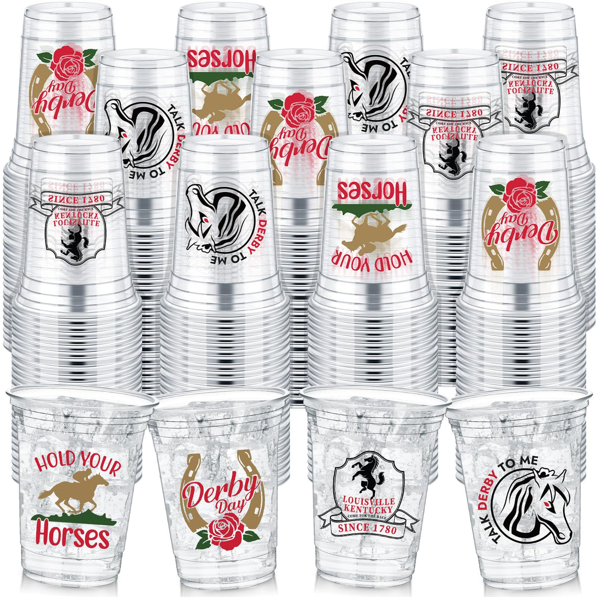 Havawish Derby cups show clear 12oz plastic for party-ready mint julep service.