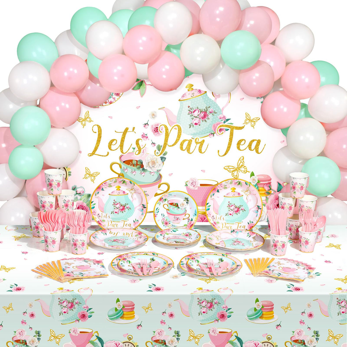 Havawish floral tea party backdrop to create a photo-ready, pastel setting