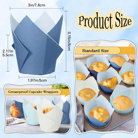 Havawish gradient blue standard-size cupcake liners with 3 oz capacity for reliable baking.