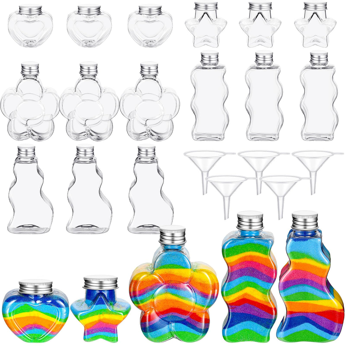 Havawish sand art bottles set with twenty clear containers for colorful DIY projects