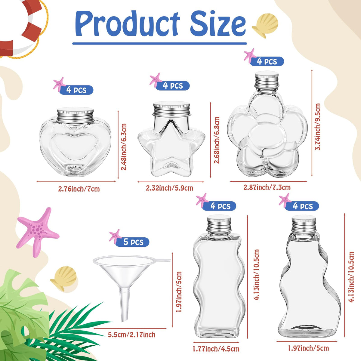 Havawish five funnels with handles for mess-free sand filling