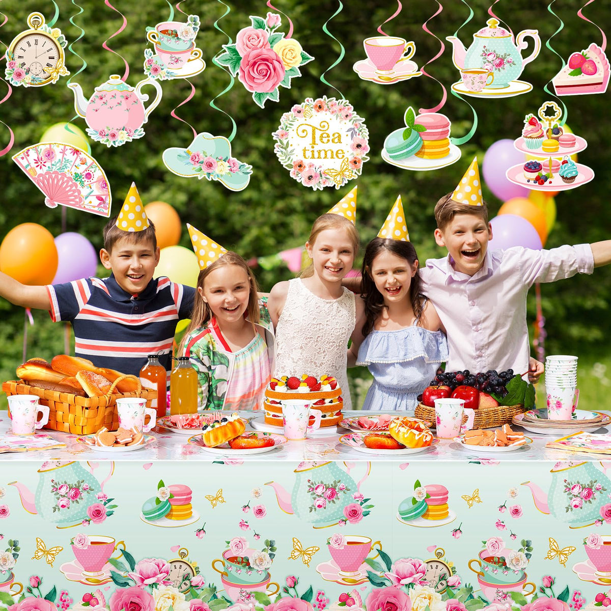Havawish tea party swirls with hanging cards for whimsical wall accents