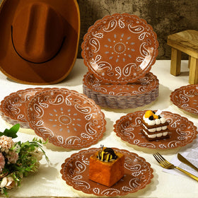 Havawish western bandana plate nine-inch on table, oil-resistant party dining