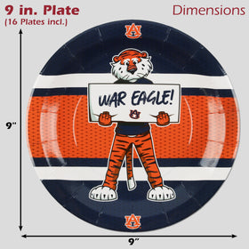 Aubie mascot design on Havercamp party set, adds Auburn spirit to any celebration.