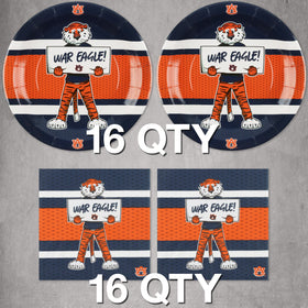 Havercamp Auburn napkins with Aubie, sturdy 3-ply for spill protection.