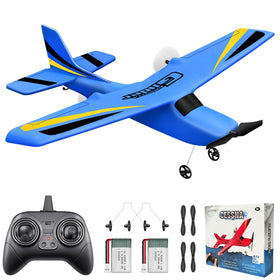 HAWK'S WORK 2-channel RC airplane blue ready to fly for beginners.