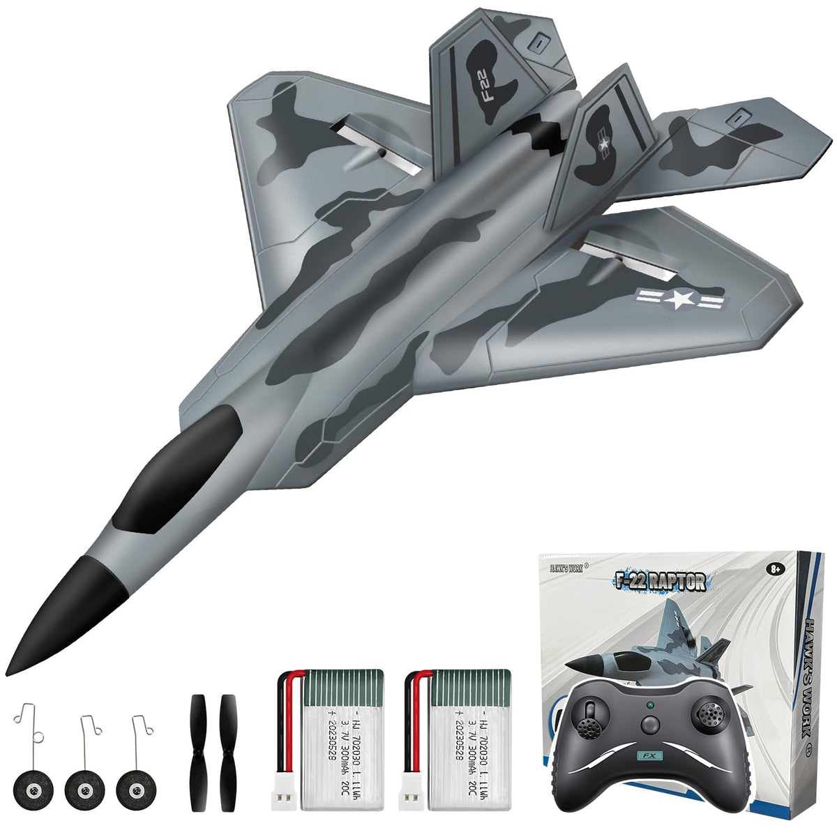 HAWK'S WORK 2 CH RC Airplane front view for quick familiarization and easy setup.