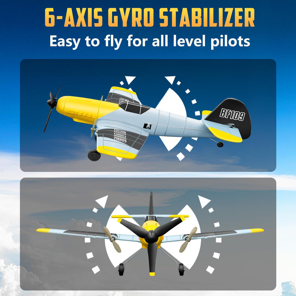 HAWK'S WORK BF109 plane with dual motors and batteries for longer sessions.