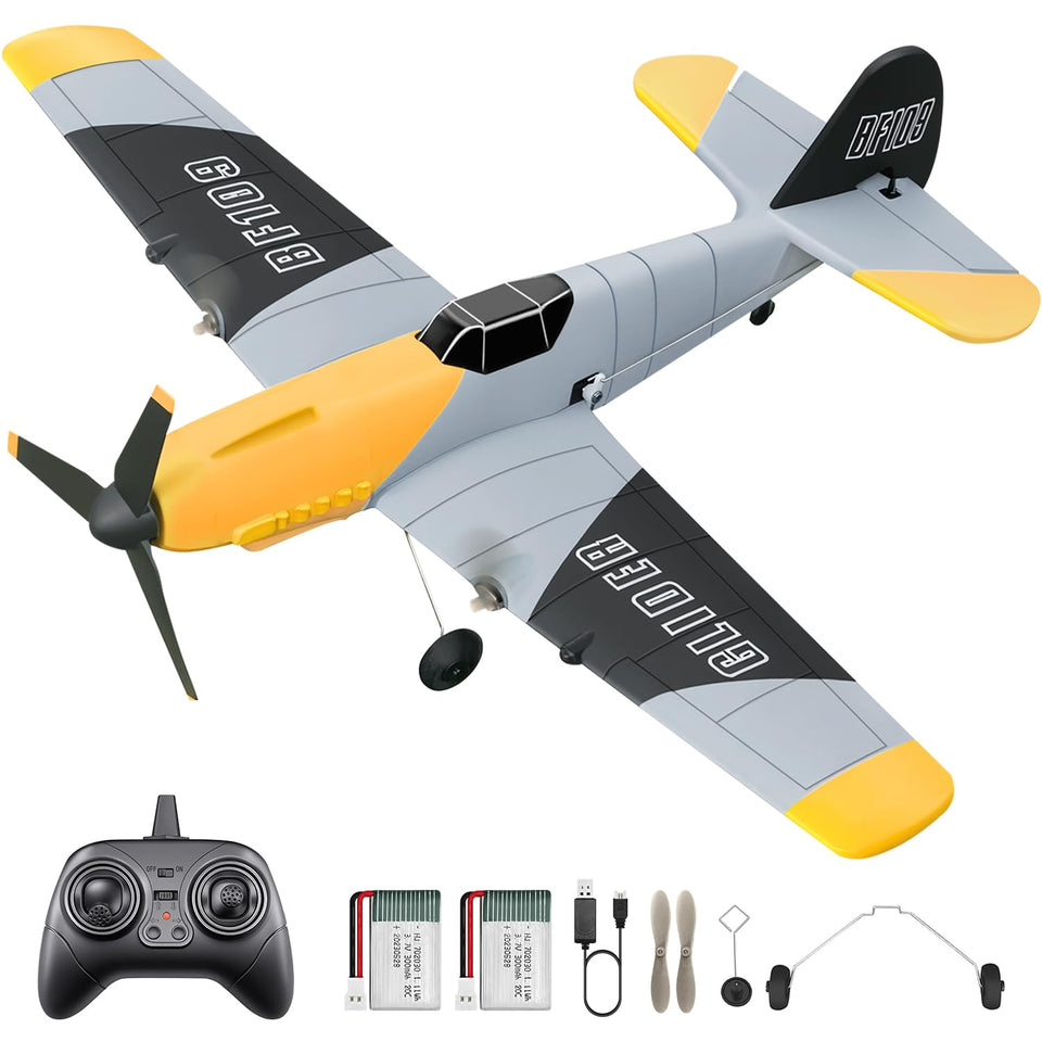 HAWK'S WORK BF109 RC plane ready-to-fly setup for beginner success.