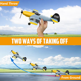 HAWK'S WORK BF109 RC plane showing take-off modes for practice.