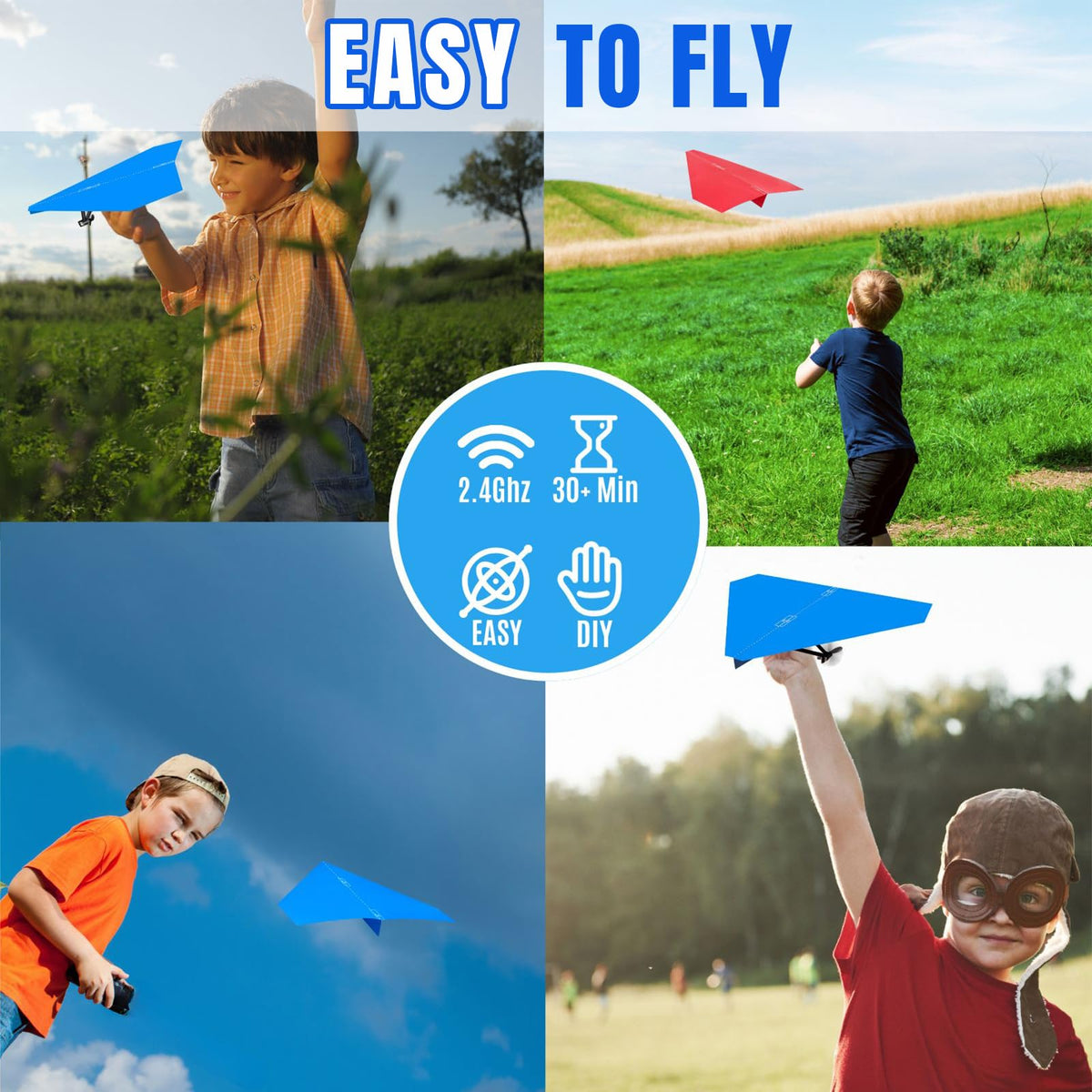 HAWK'S WORK RC Plane with 2.4GHz remote control for precise, responsive flying.